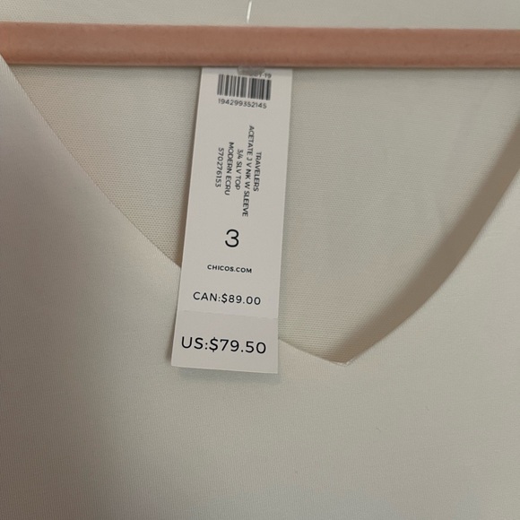 Chicos 3X bell sleeved white v-neck shirt. NWT - Picture 3 of 7